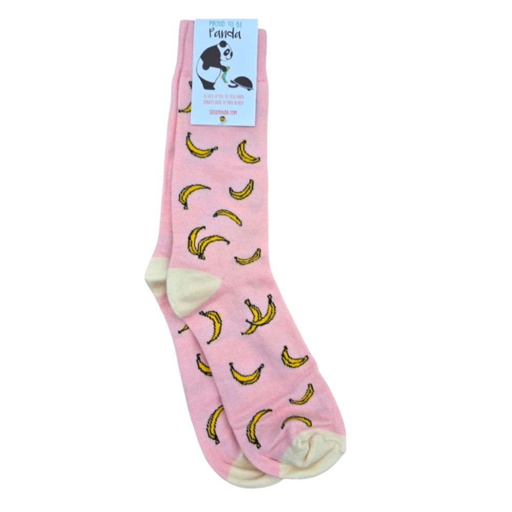 Pink Banana Pattern Womens Novelty Crew Socks By Sock Panda